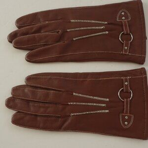 Women's Gloves Shell 100% Leather Lining 100 Acrylic XL Gloves Vintage New